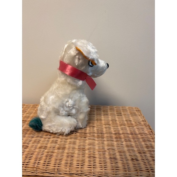 Mizpah Pixy Plush Dog‎ Toy Vintage White Puppy Pink Bow Stuffed Animal - Picture 8 of 13